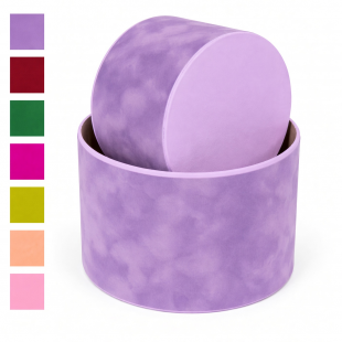 Set 2 cutii rotunde catifea mov lavanda pentru aranjamente florale